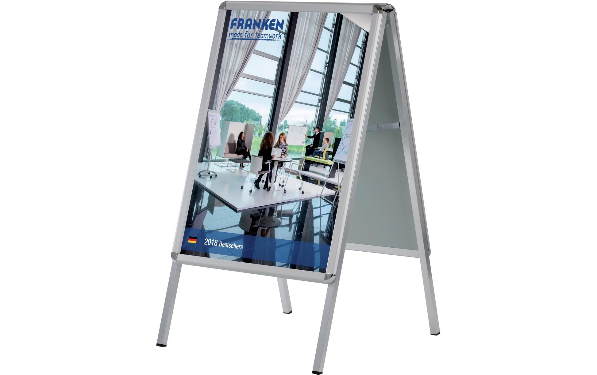Franken Kundenstopper Standard – 640 × 1150 mm, silber, Aluminium