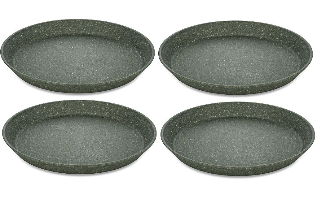 Koziol Speiseteller – 4er Set, Ø 20,5 cm, Kunststoff (biozirkulär), Grau, spülmaschinenfest, BPA-frei