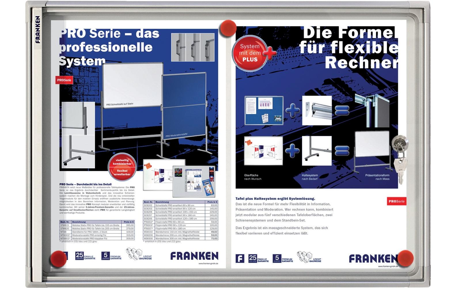 Franken Schaukasten X-traLine, 2 × A4 – magnethaftend, Innenbereich, 51 × 37 × 3 cm