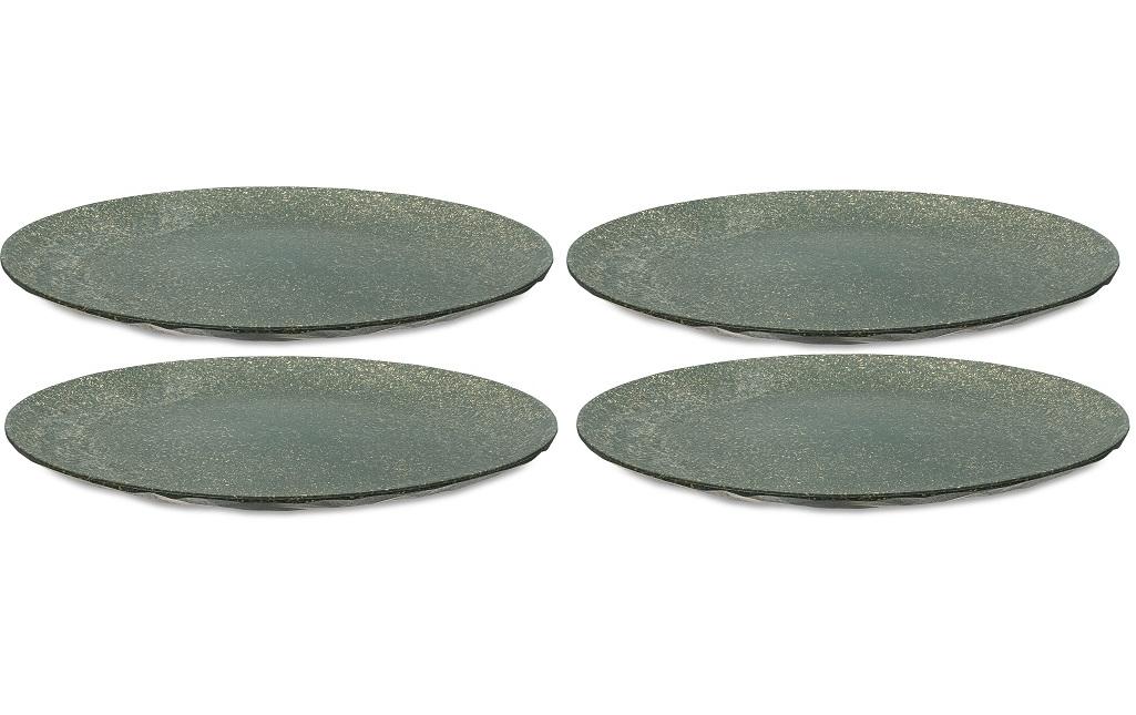 Koziol Speiseteller Club – 4er Set, Ø 26 cm, Kunststoff (biozirkulär), Grau, spülmaschinenfest, BPA-frei