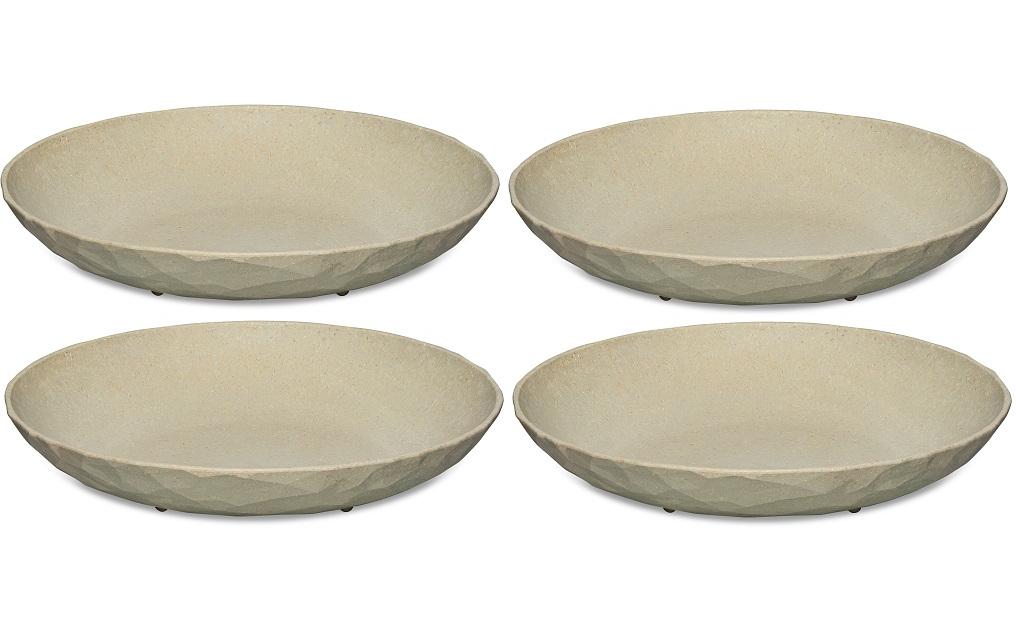 koziol Suppenteller Club – 4er Set, Ø 22 cm, Kunststoff (biozirkulär), Sand, spülmaschinenfest, BPA-frei