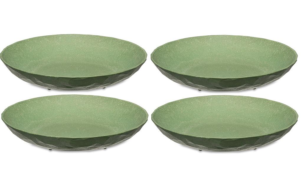 koziol Suppenteller – 4er Set, Ø 22 cm, Kunststoff (biozirkulär), Grün, spülmaschinenfest, BPA-frei