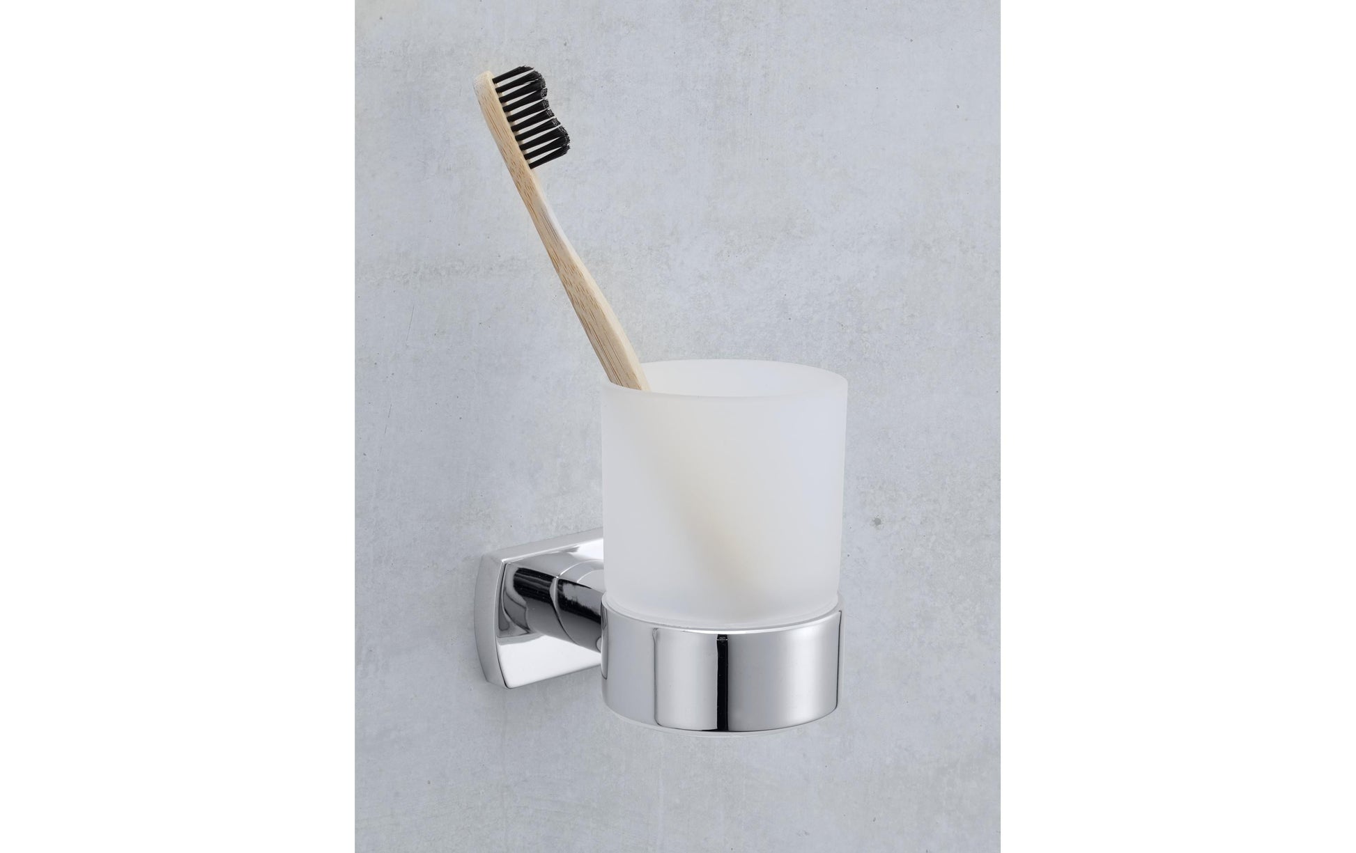 Diaqua BIASCA Zahnbürstenhalter – 6,9×9,6×10,5 cm, Glas/Metall, Wandmontiert, Chrom
