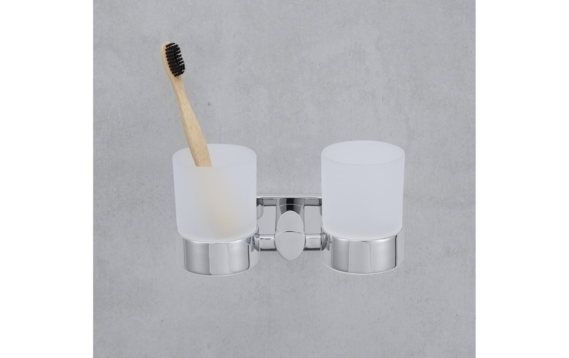 Diaqua Zahnbürstenhalter BIASCA – 18,9×9,6×10,2 cm, Glas/Metall, Wandmontiert, Chrom