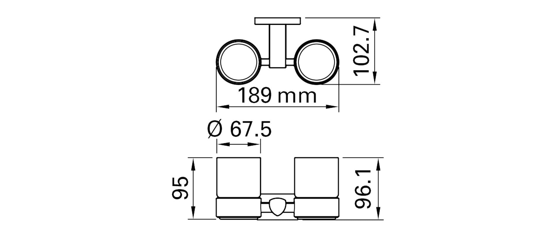 Diaqua Zahnbürstenhalter BIASCA – 18,9×9,6×10,2 cm, Glas/Metall, Wandmontiert, Chrom