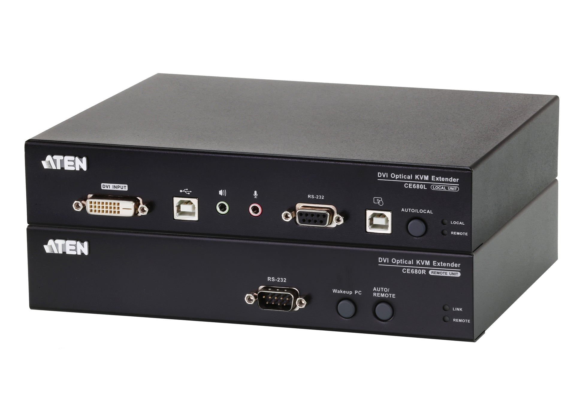 ATEN CE680 – KVM-Extender-Set DVI – 1920 × 1200/60 Hz, USB, Audio, bis 600 m über Faser, Rack 1U