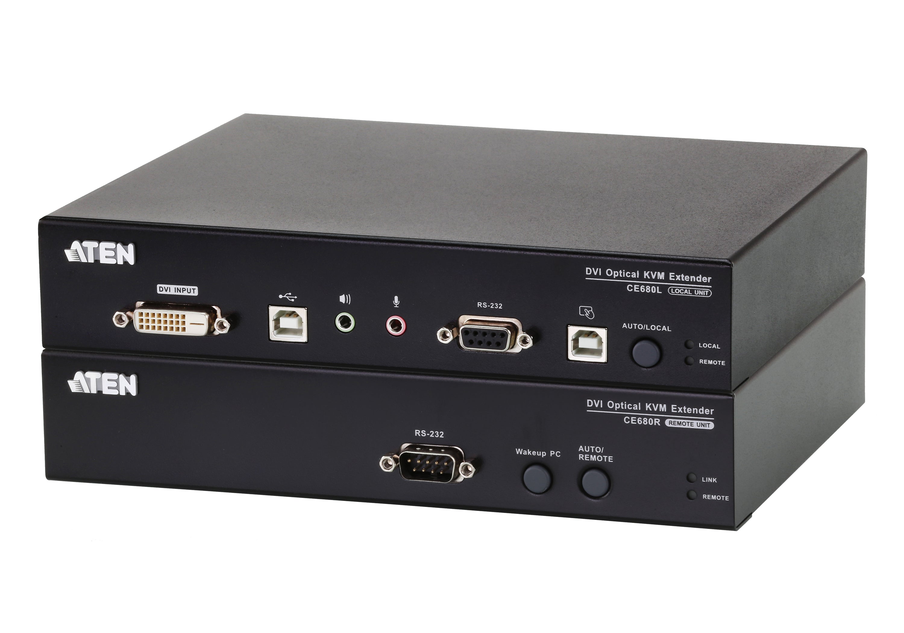 ATEN CE680 – KVM-Extender-Set DVI – 1920 × 1200/60 Hz, USB, Audio, bis 600 m über Faser, Rack 1U