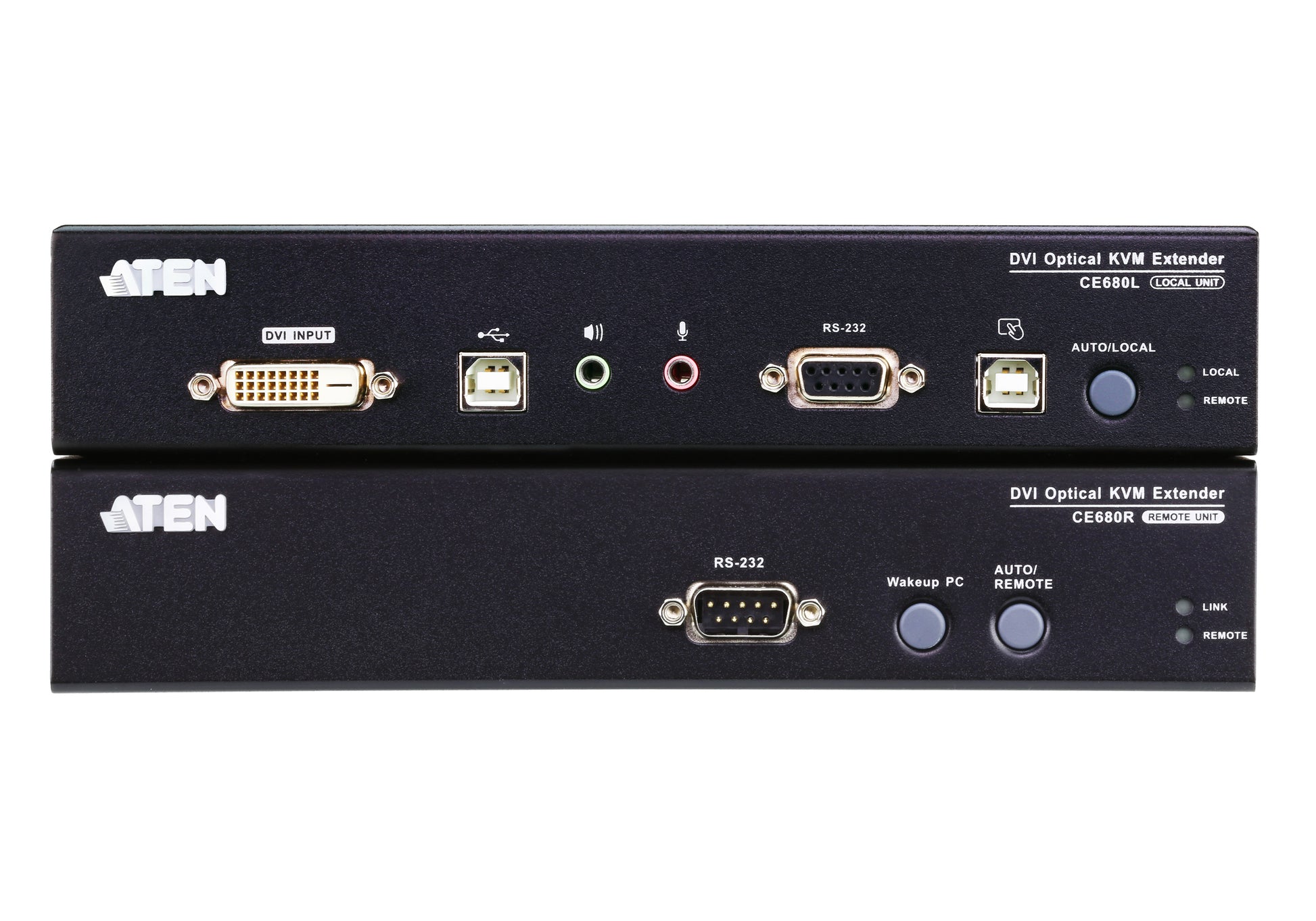 ATEN CE680 – KVM-Extender-Set DVI – 1920 × 1200/60 Hz, USB, Audio, bis 600 m über Faser, Rack 1U