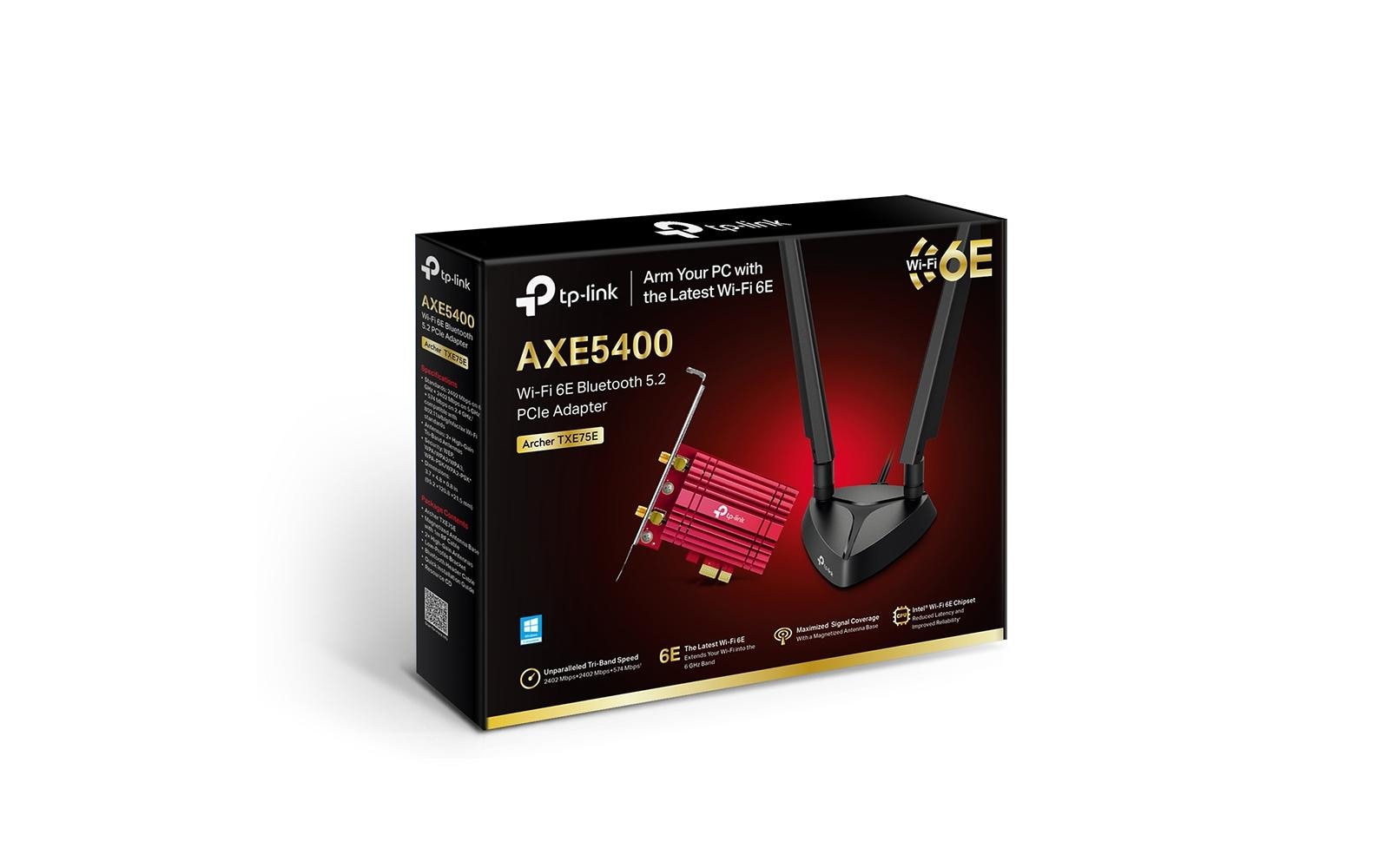 TP-Link AXE5400 PCIe-WLAN-Karte – Wi-Fi 6E (802.11ax), 5,4 Gbit/s, Bluetooth 5,2 – für PC