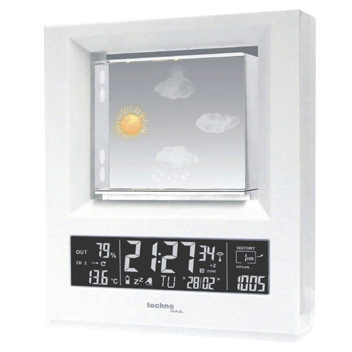 Technoline WS6620 – Wetterstation, Innen/Aussen, Hygrometer & Barometer, inkl. Aussensensor – Weiss