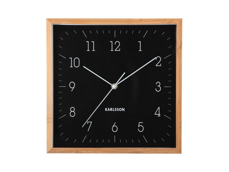 Karlsson Neat Cuadrado Wanduhr – Analog, 29,2 × 29,2 × 4,5 cm, Schwarz, Bambus