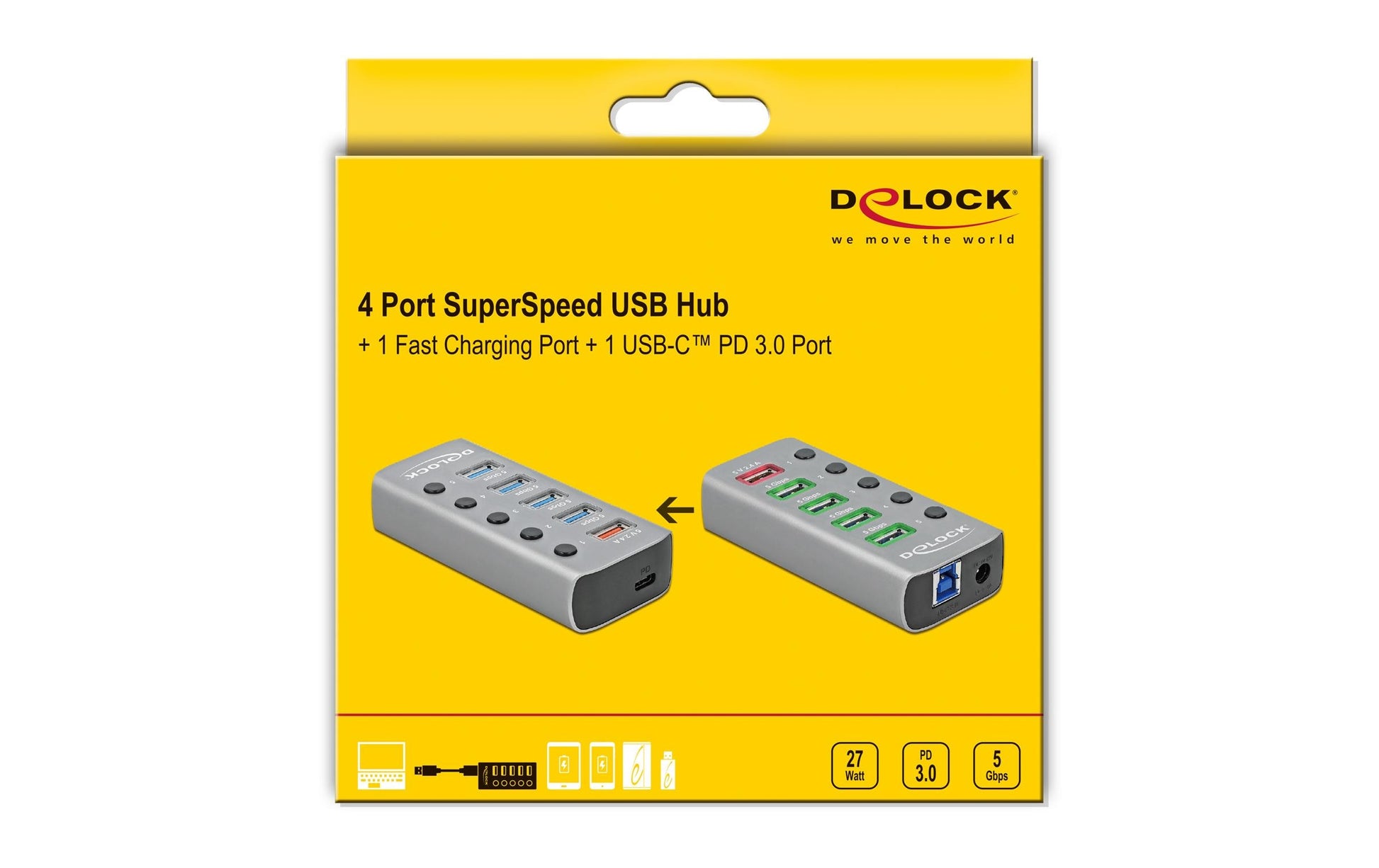 DeLOCK USB-Hub – USB 3.0, 4× USB-A