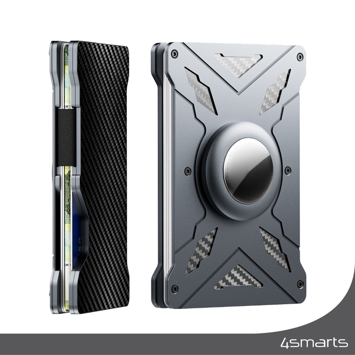 4smarts Magnet Wallet – Kartenhalter/Wallet – RFID-Leseschutz – für MagSafe – Grau