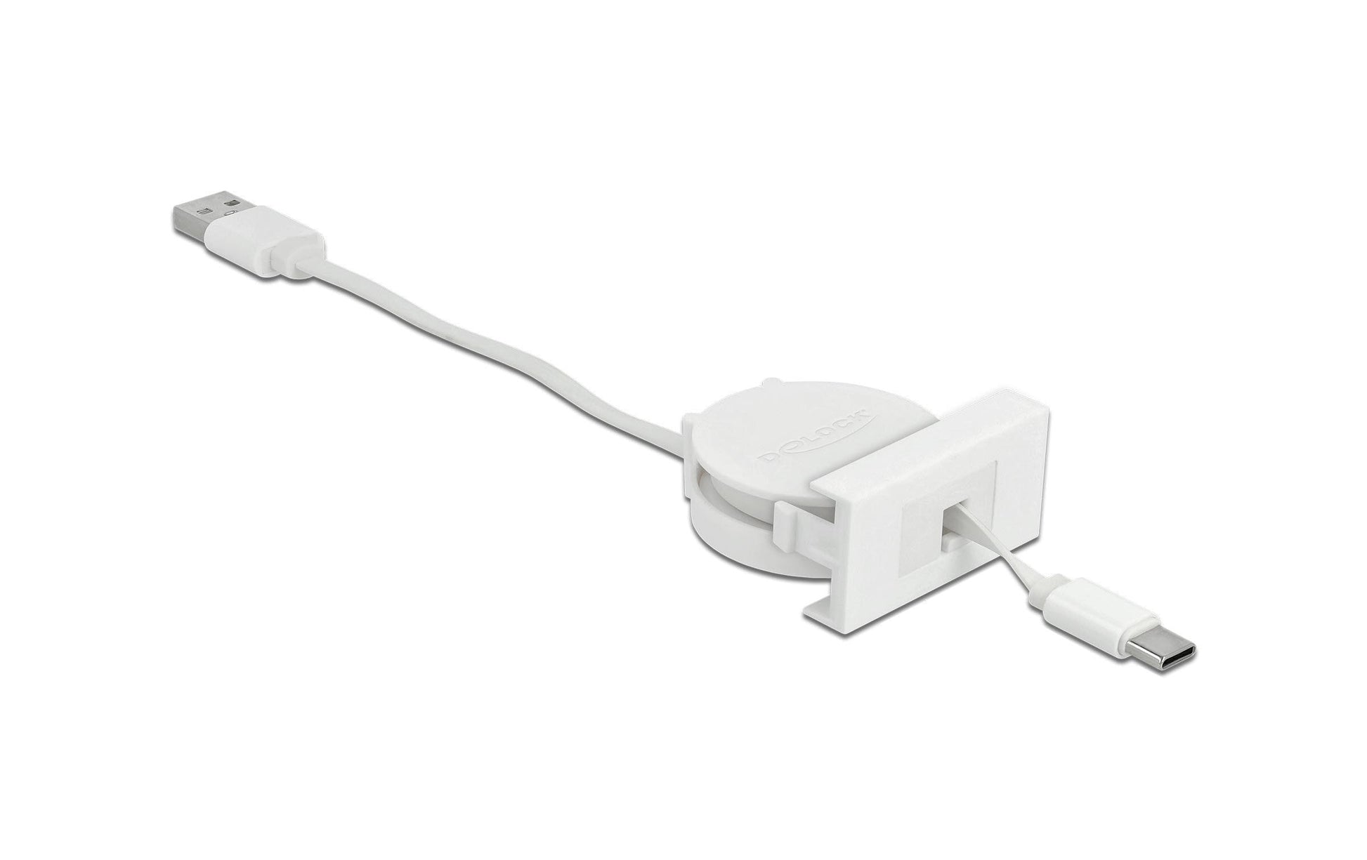 DeLOCK USB-A auf USB-C Kabel – USB 2.0 (480 Mbit/s) – 0,62 m – Flachband – Weiss