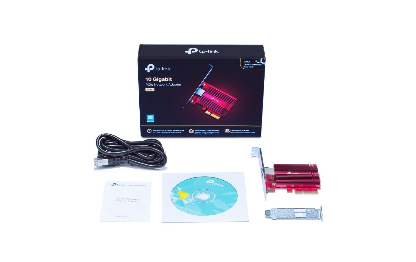 TP-Link TX401 PCIe 10-Gigabit Netzwerkkarte – 10 Gbit/s (10GBase-T), PCIe 3.0, 1× RJ-45, für Windows/Linux