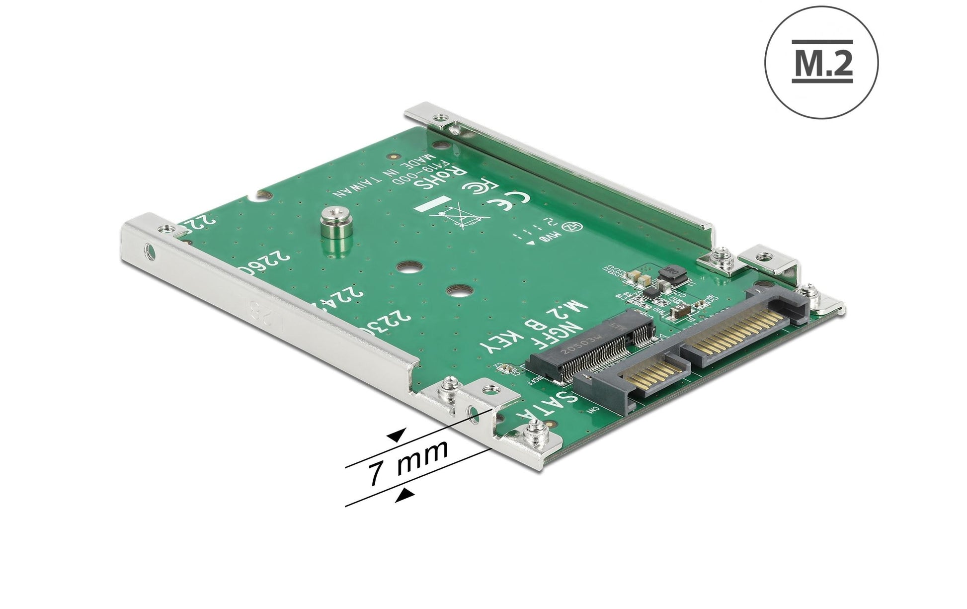 DeLOCK 62544 Adapter M.2 zu SATA – inklusive 2,5" 7 mm Einbaurahmen, M.2 (Key-B) zu SATA mit Strom
