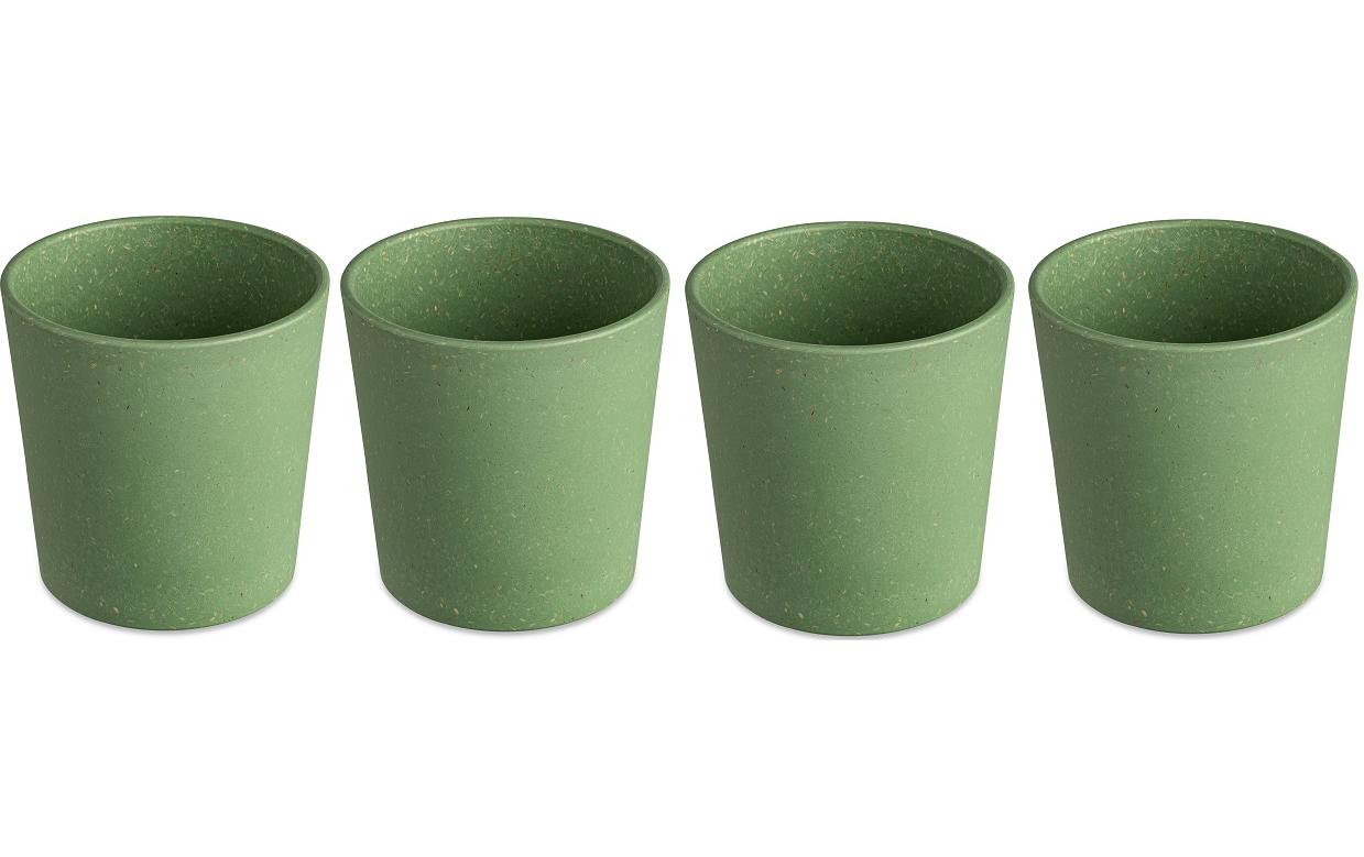Koziol Becher Connect S – 4er Set, 190 ml, Ø 7,3 cm, H 7,5 cm, Kunststoff (biozirkulär), Grün, BPA-frei