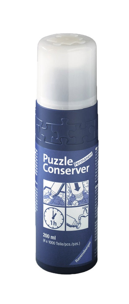 Ravensburger Conserver Puzzle Kleber – permanent, transparent, glänzend, 1 h, 200 ml, für Puzzles