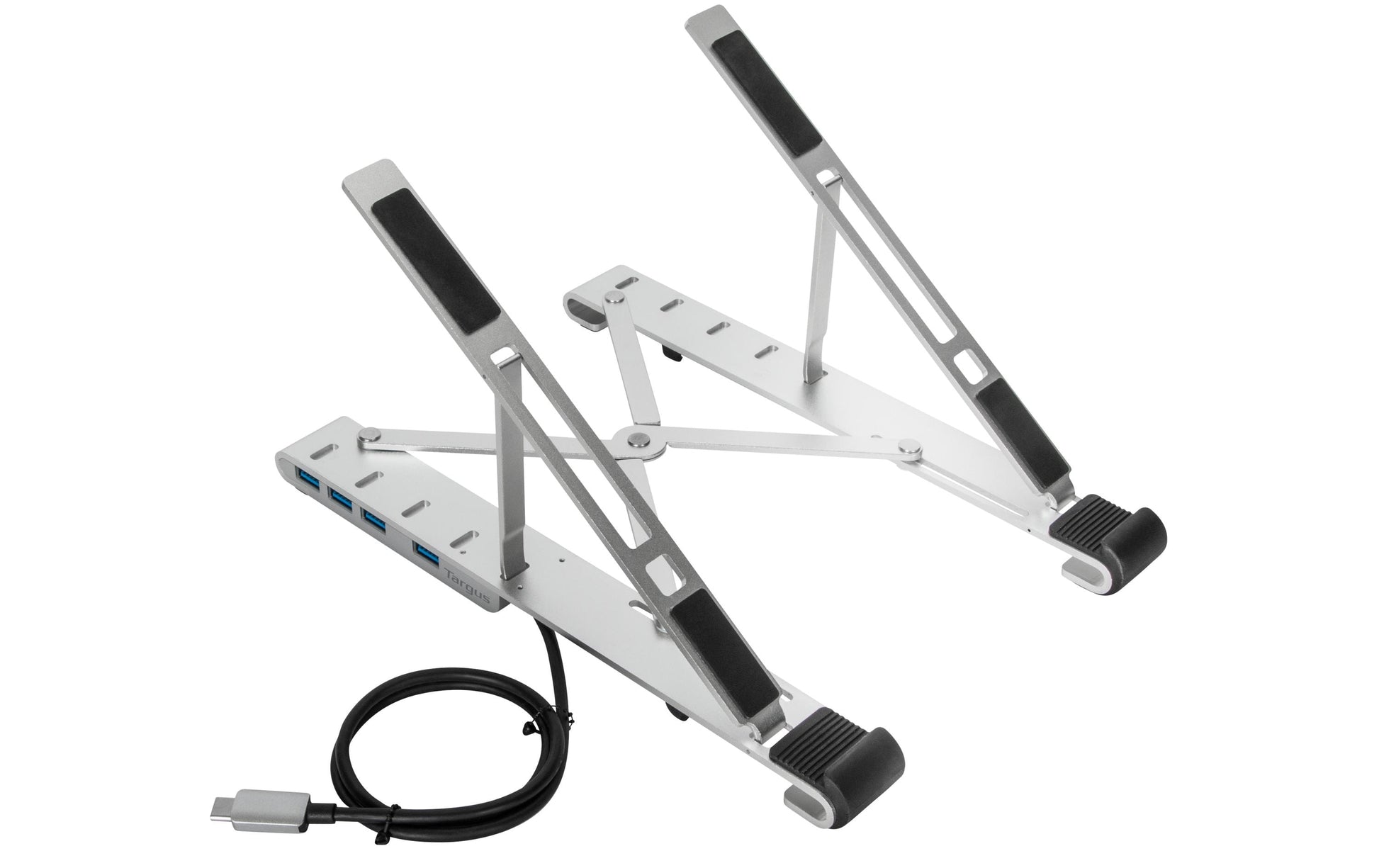 Targus Laptop-Ständer – bis 15,6", mit USB-Hub (4× USB-A, USB-C Host, PD 100 W) – Silber
