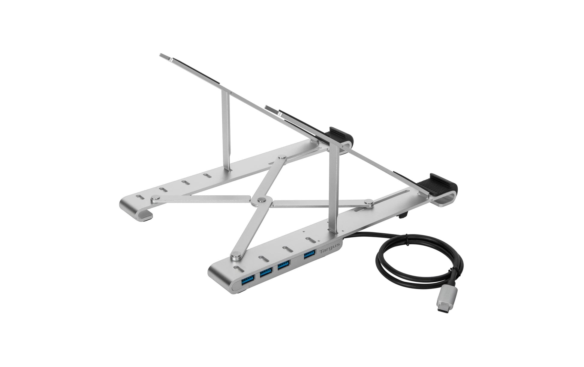 Targus Laptop-Ständer – bis 15,6", mit USB-Hub (4× USB-A, USB-C Host, PD 100 W) – Silber