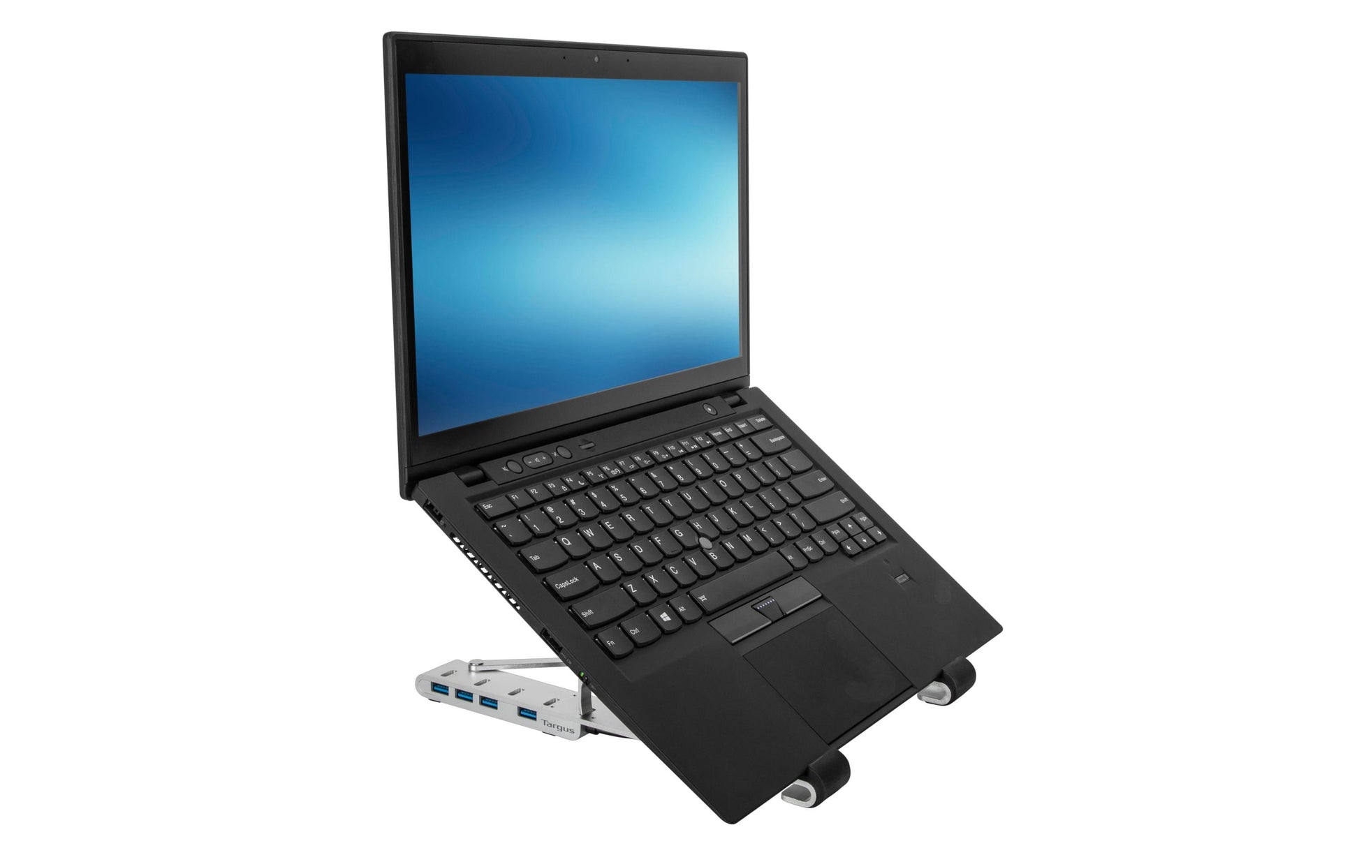Targus Laptop-Ständer – bis 15,6", mit USB-Hub (4× USB-A, USB-C Host, PD 100 W) – Silber