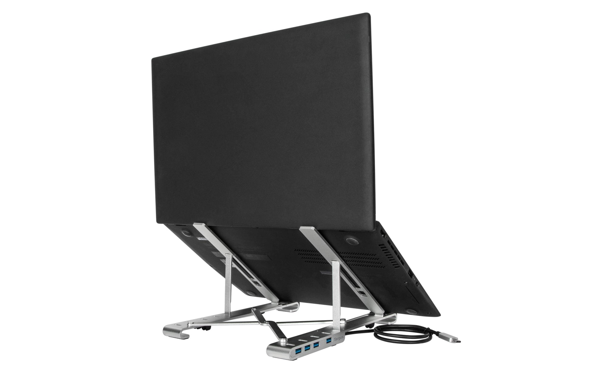 Targus Laptop-Ständer – bis 15,6", mit USB-Hub (4× USB-A, USB-C Host, PD 100 W) – Silber