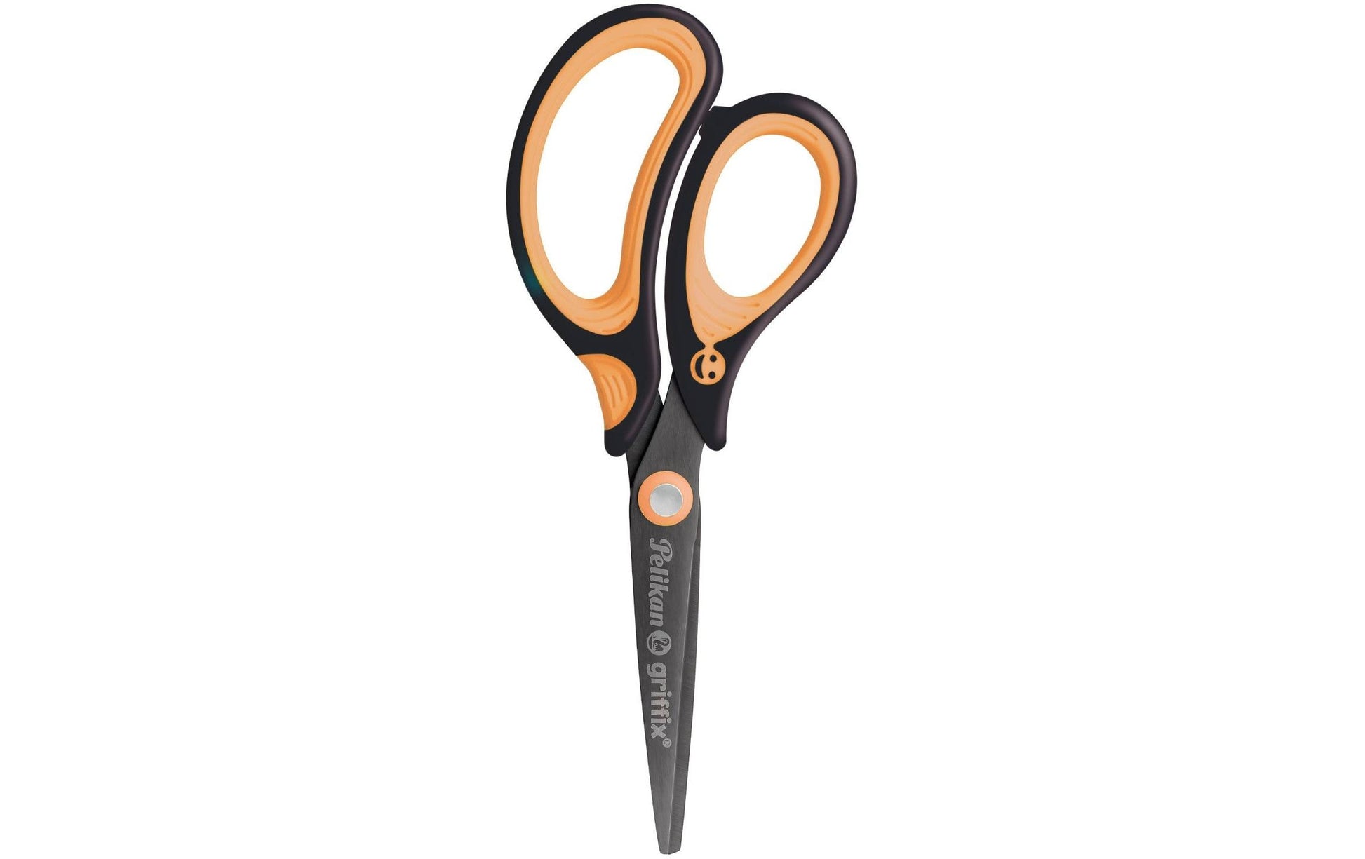 Pelikan Griffix Kinderschere für Linkshänder – Metall, Titannitrid-beschichtet, Softgrip, Schwarz/Orange
