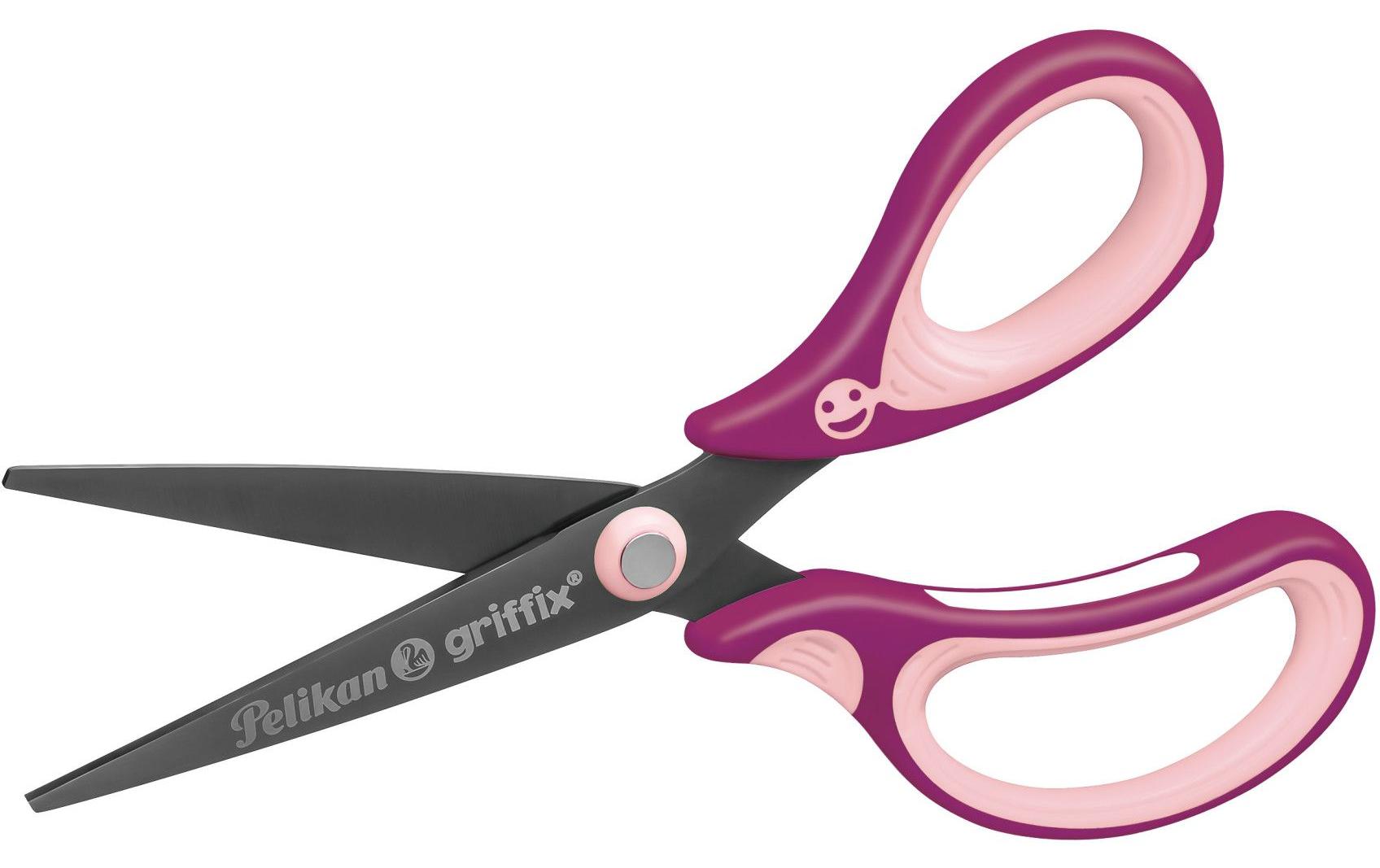 Pelikan Griffix Kinderschere 14,0 cm, spitz, für Rechtshänder – Metall, titanbeschichtet, Softgrip, Violett