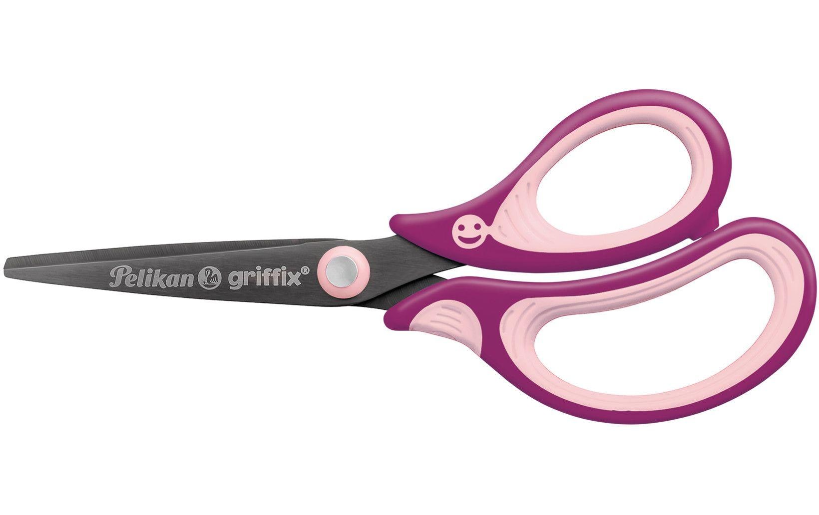 Pelikan Griffix Kinderschere 14,0 cm, spitz, für Rechtshänder – Metall, titanbeschichtet, Softgrip, Violett
