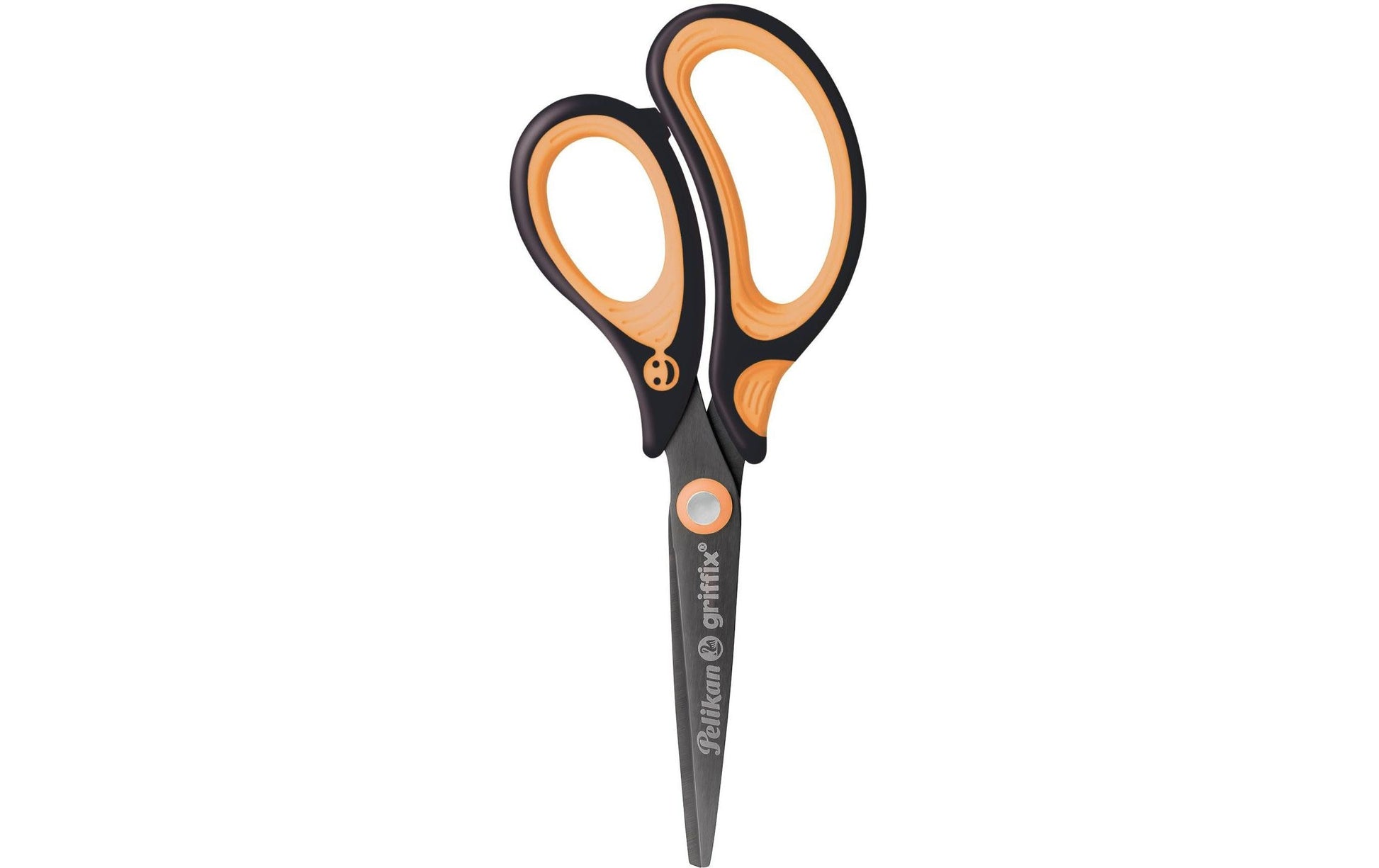 Pelikan Griffix Kinderschere – Titannitrid-beschichtet, ergonomischer Griff, mit Namensschild, Schwarz/Orange