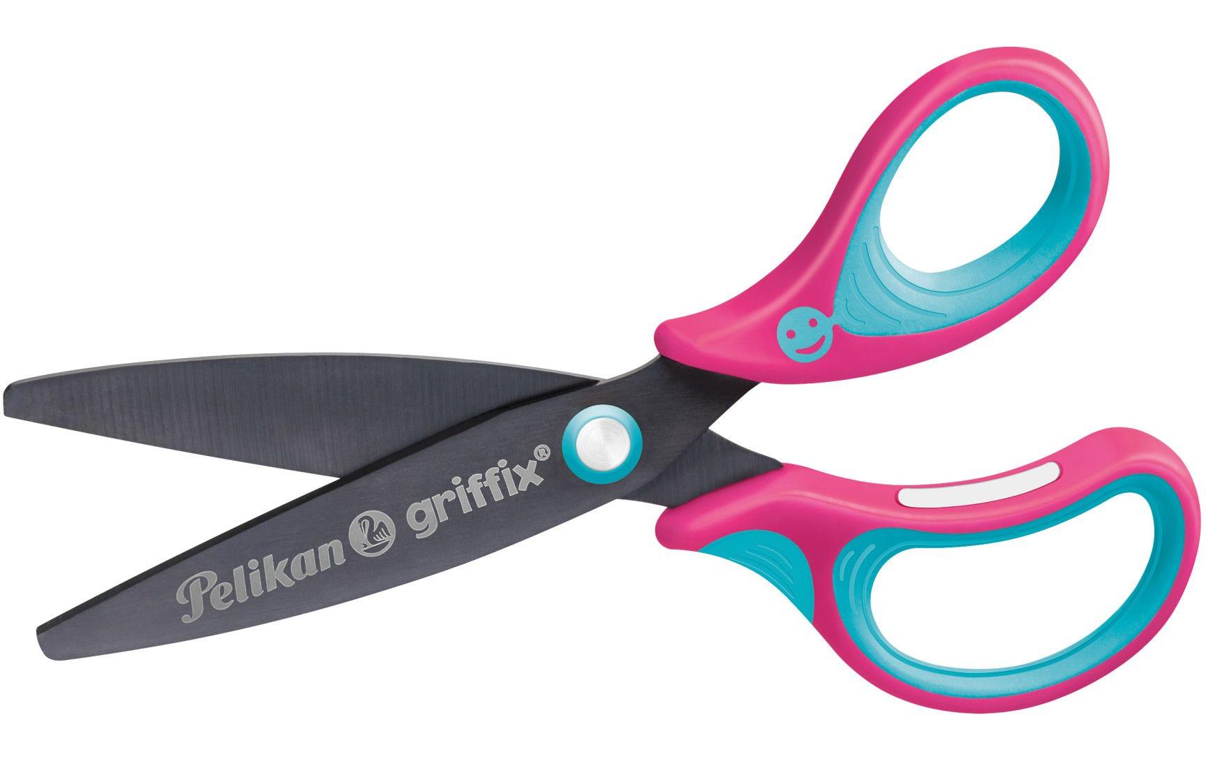 Pelikan Griffix Kinderschere, für Rechtshänder – Metall, Titannitrid-beschichtet, ergonomischer Griff, Pink