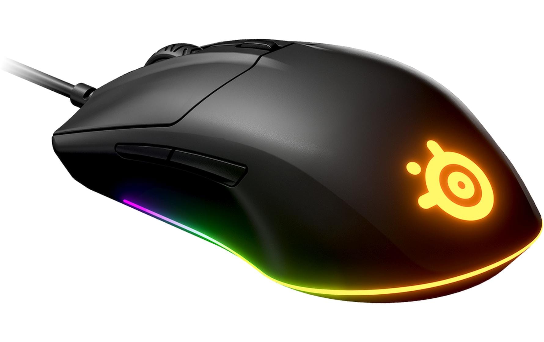 SteelSeries Rival 3 – Gaming-Maus – Kabelgebunden (USB‑A), 8500 DPI, RGB-Beleuchtung, rechts, Schwarz