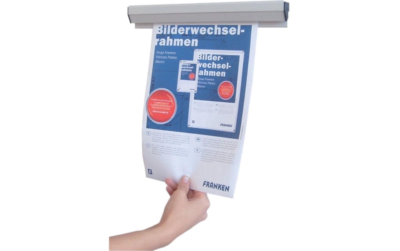 Franken Papierklemmschiene – Kunststoff, grau, 1000 × 40 mm