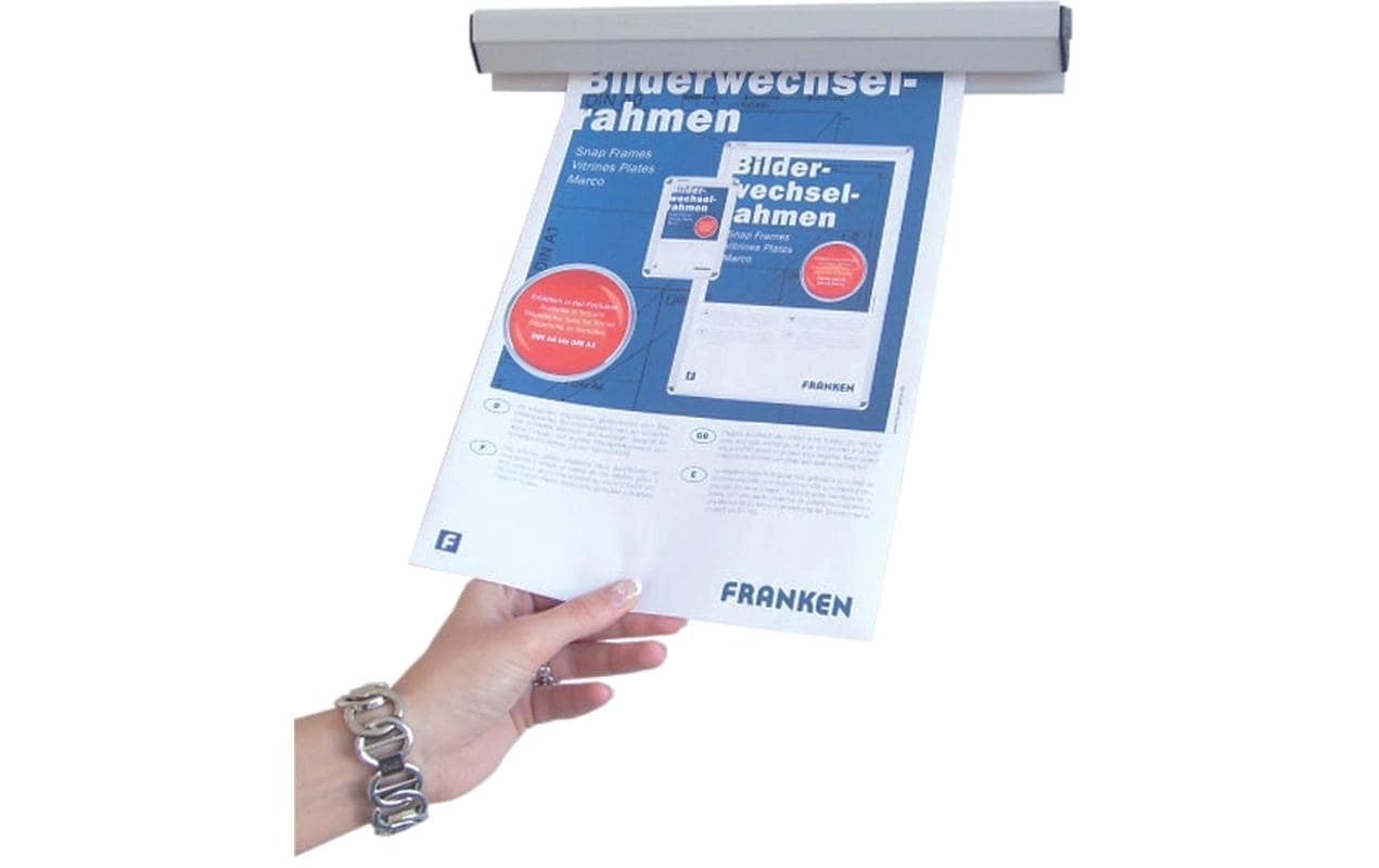Franken Papierklemmschiene – Kunststoff, grau, 1000 × 40 mm