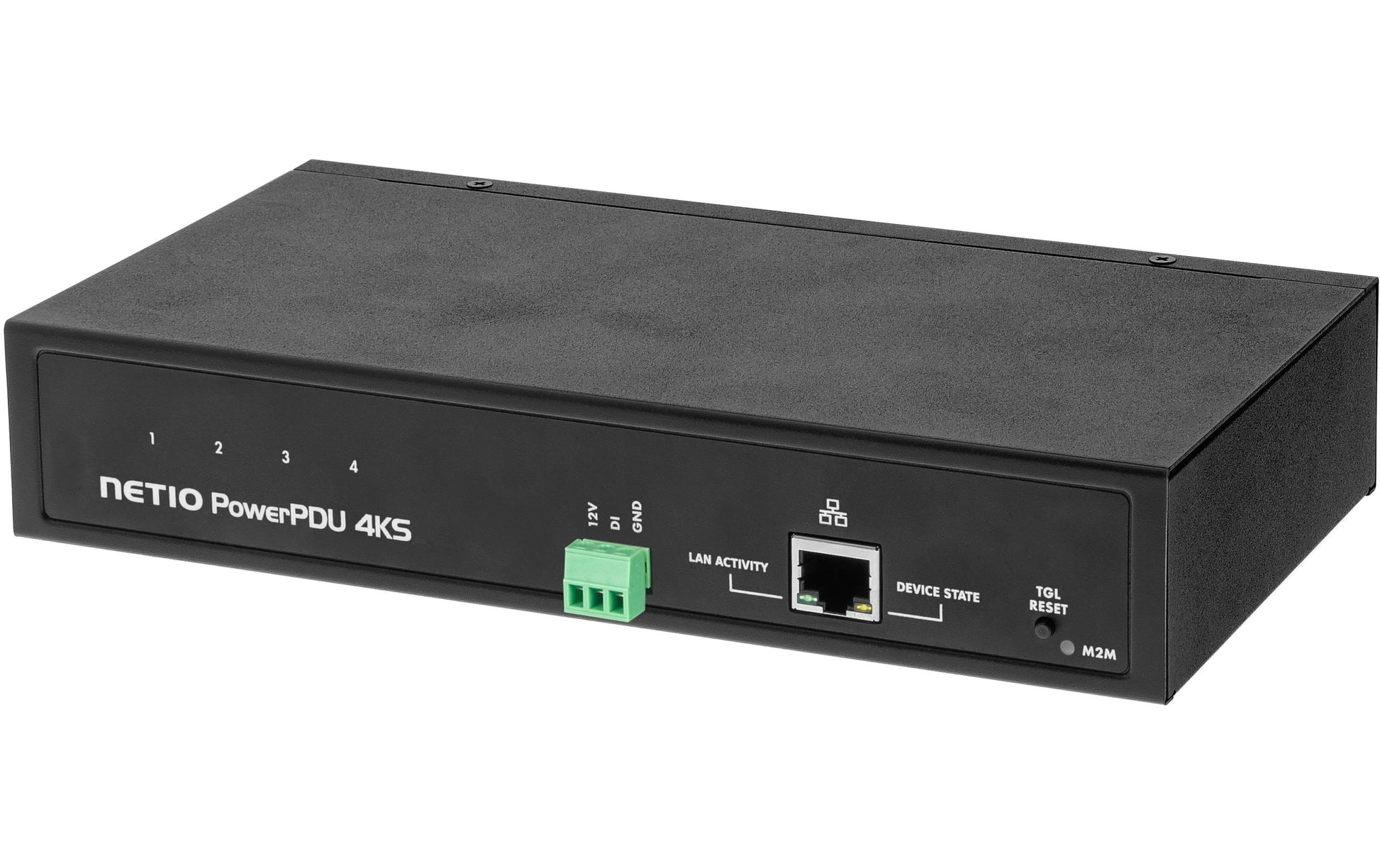 NETIO PowerPDU 4KS CH – IP-Steckdosenleiste, 4× IEC C13, mit Schalter, Meteringfunktion, 1,8 m, Stecker C14