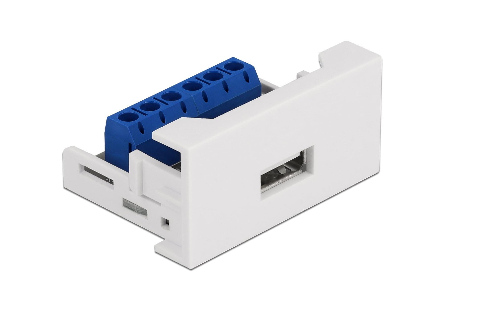DeLOCK Easy 45 Modul Adapter USB-A Buchse zu Terminalblock – USB 2.0 (480 Mbit/s) – 22,5 × 45 × 33 mm – Weiss