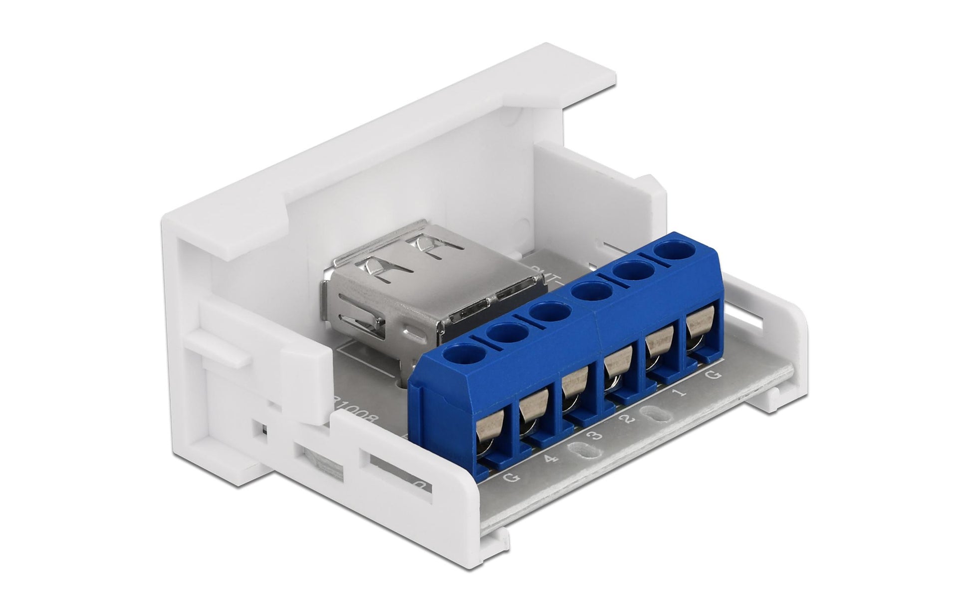DeLOCK Easy 45 Modul Adapter USB-A Buchse zu Terminalblock – USB 2.0 (480 Mbit/s) – 22,5 × 45 × 33 mm – Weiss