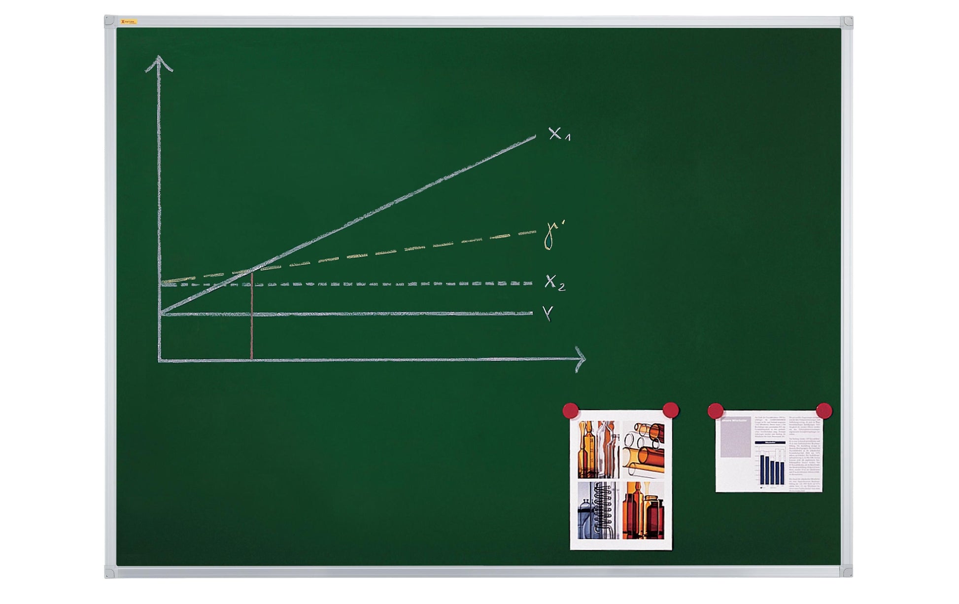 Franken Kreidetafel – 1'200 × 900 mm, quer – lackierter Stahl, Aluminiumrahmen – magnethaftend, für Kreide