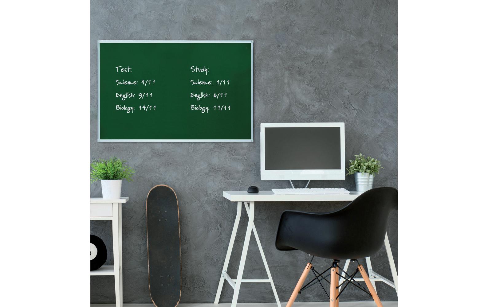 Franken Kreidetafel – 1'200 × 900 mm, quer – lackierter Stahl, Aluminiumrahmen – magnethaftend, für Kreide
