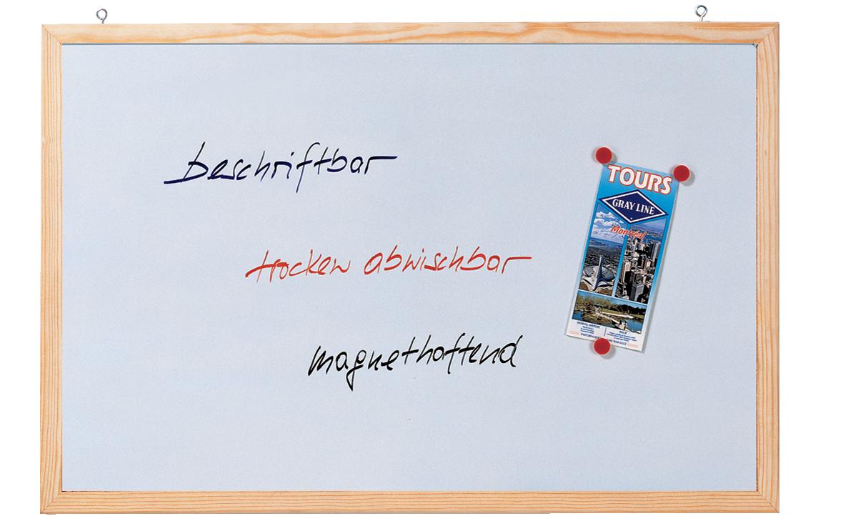 Franken Whiteboard – 120 × 80 cm, lackierter Stahl, Holzrahmen, Wandmontage