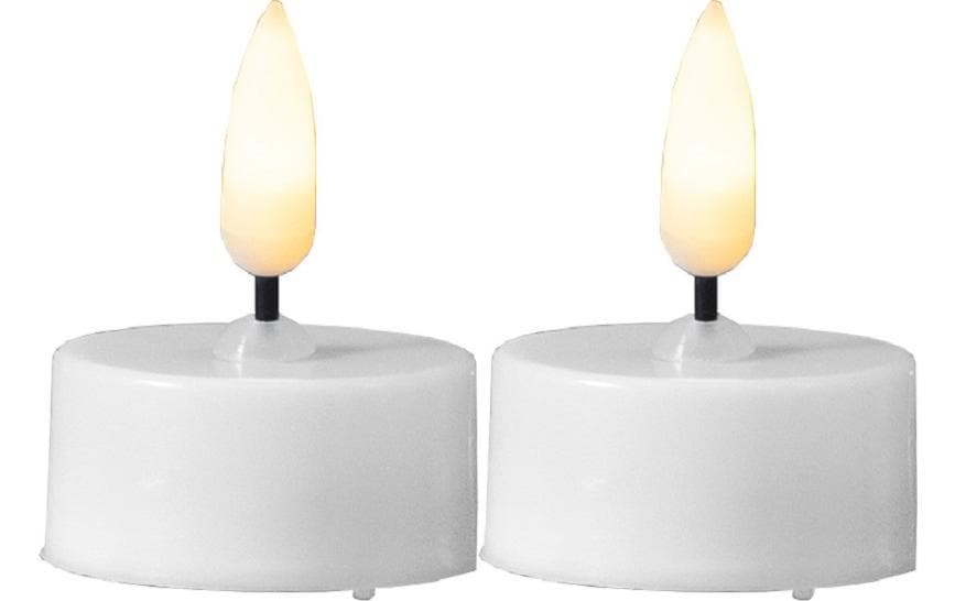 Star Trading LED-Teelicht Flamme – 2er Pack, 3,8 cm, Warmweiss, Timer