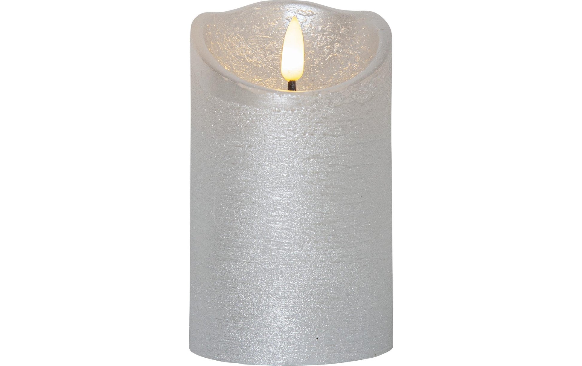 Star Trading LED-Kerze – Ø 7,5 × 12,5 cm – Wachs & Kunststoff, Silber