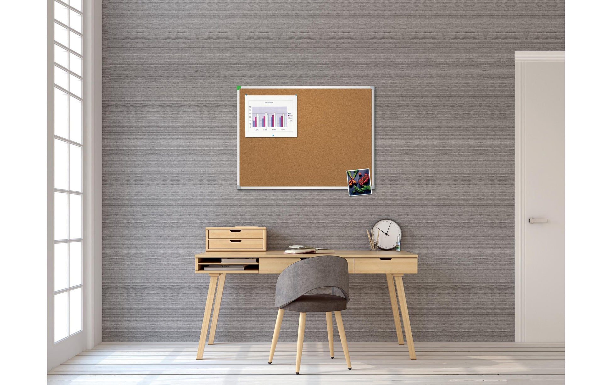 Franken Pinnwand – Kork, Alurahmen – 80 × 60 cm