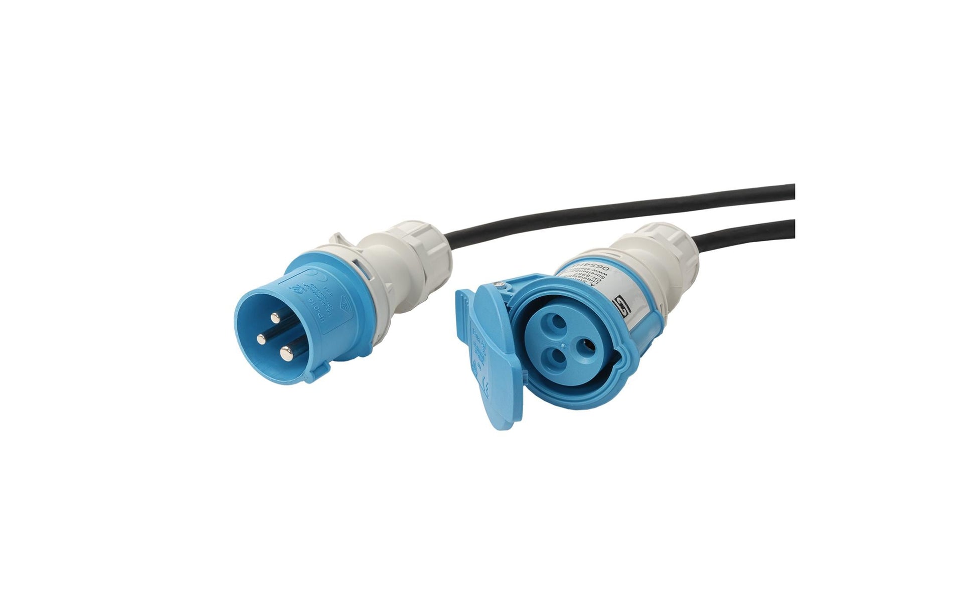 Steffen Verlängerungskabel, CEE 16-3 bis CEE 16-3, 5 m, 1,5 mm², IP44 – Schwarz