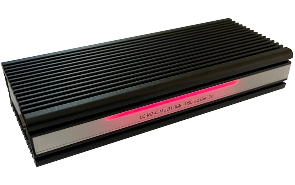 LC-Power LC-M2-C-MULTI-RGB – 1-Bay externes SSD-Gehäuse – USB 3,2 Gen 2 (10 Gbit/s), für M.2 NVMe/SATA