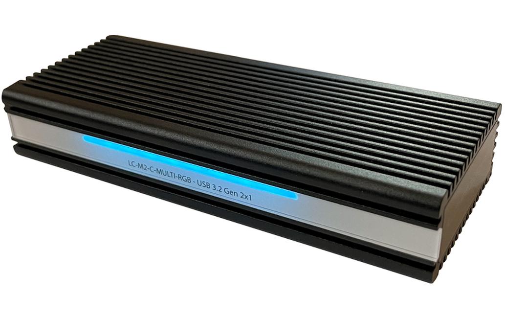 LC-Power LC-M2-C-MULTI-RGB – 1-Bay externes SSD-Gehäuse – USB 3,2 Gen 2 (10 Gbit/s), für M.2 NVMe/SATA