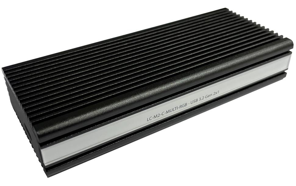 LC-Power LC-M2-C-MULTI-RGB – 1-Bay externes SSD-Gehäuse – USB 3,2 Gen 2 (10 Gbit/s), für M.2 NVMe/SATA
