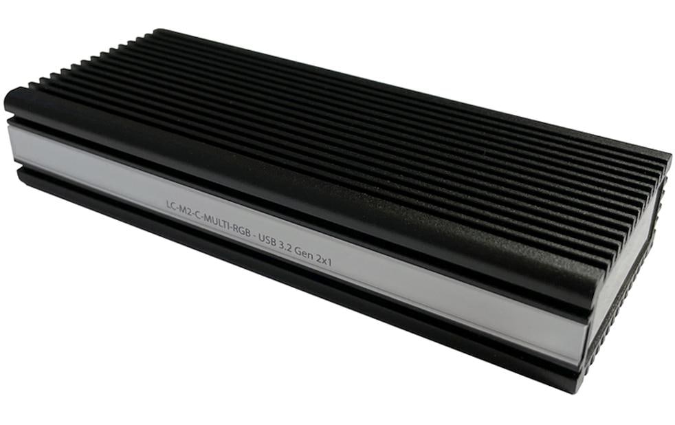 LC-Power LC-M2-C-MULTI-RGB – 1-Bay externes SSD-Gehäuse – USB 3,2 Gen 2 (10 Gbit/s), für M.2 NVMe/SATA