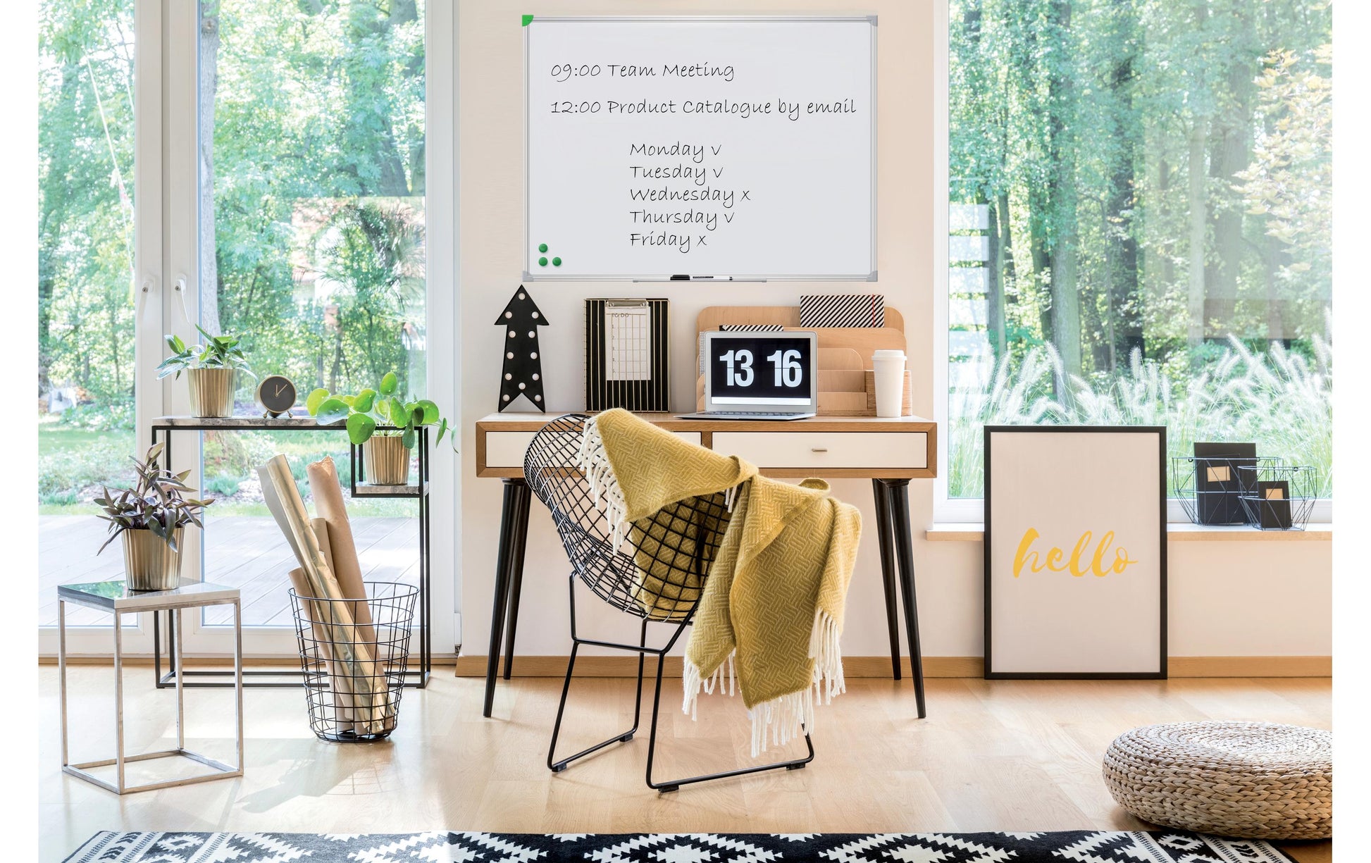 Franken Whiteboard – 120 × 80 cm, lackierter Stahl, magnetisch, Aluminiumrahmen, Wandmontage, inkl. Ablageschale