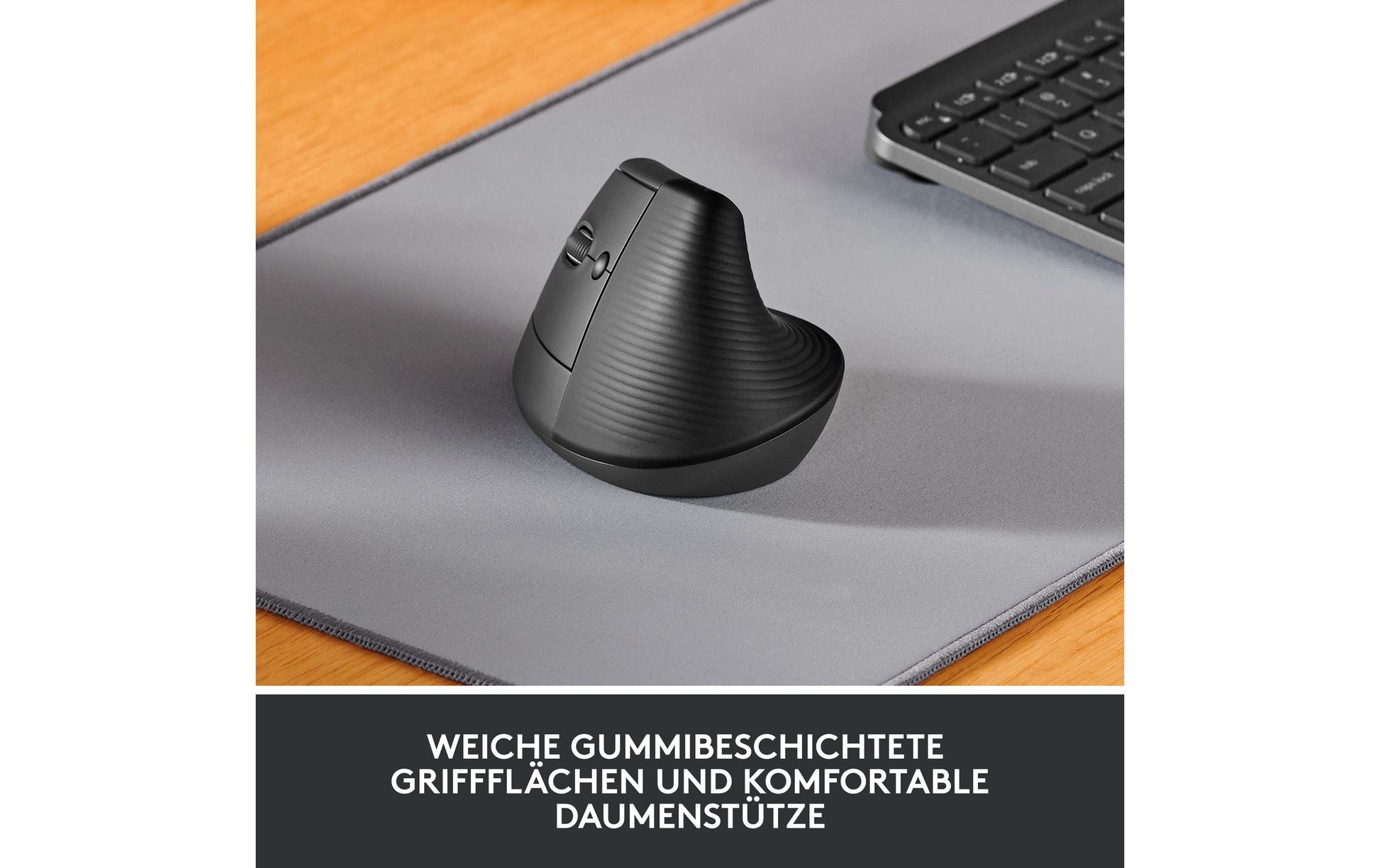Logitech Lift Left Ergonomische Maus – vertikal, für Linkshänder, graphit/schwarz